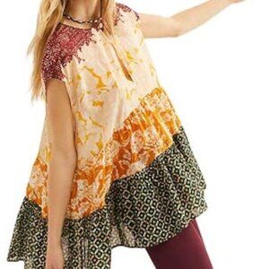 Free People Gotta Have It Marigold Pattern Cotton Sleeveless Boho Tunic Sz XS